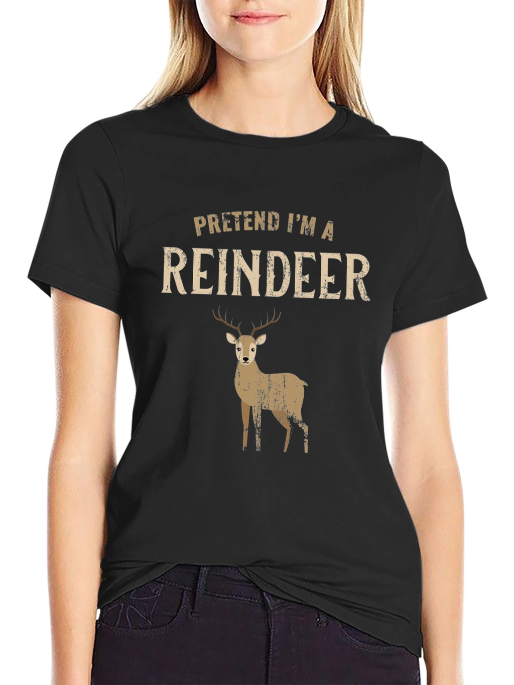 Pretend Im A Reindeer T-Shirt - Funny Christmas Tee