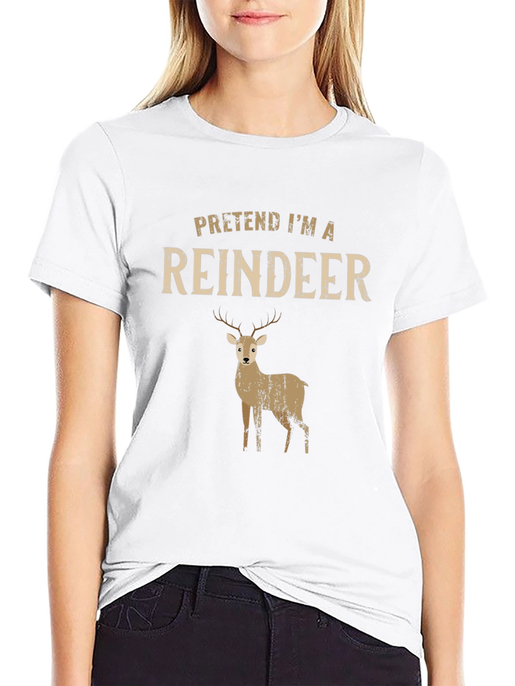 Pretend Im A Reindeer T-Shirt - Funny Christmas Tee