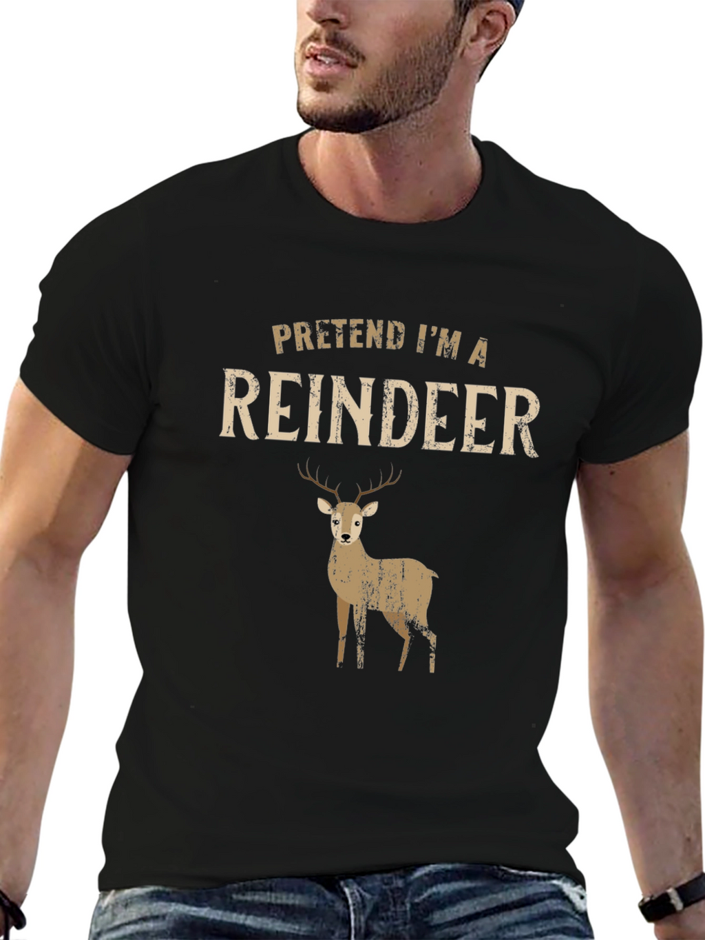 Pretend Im A Reindeer T-Shirt - Funny Christmas Tee