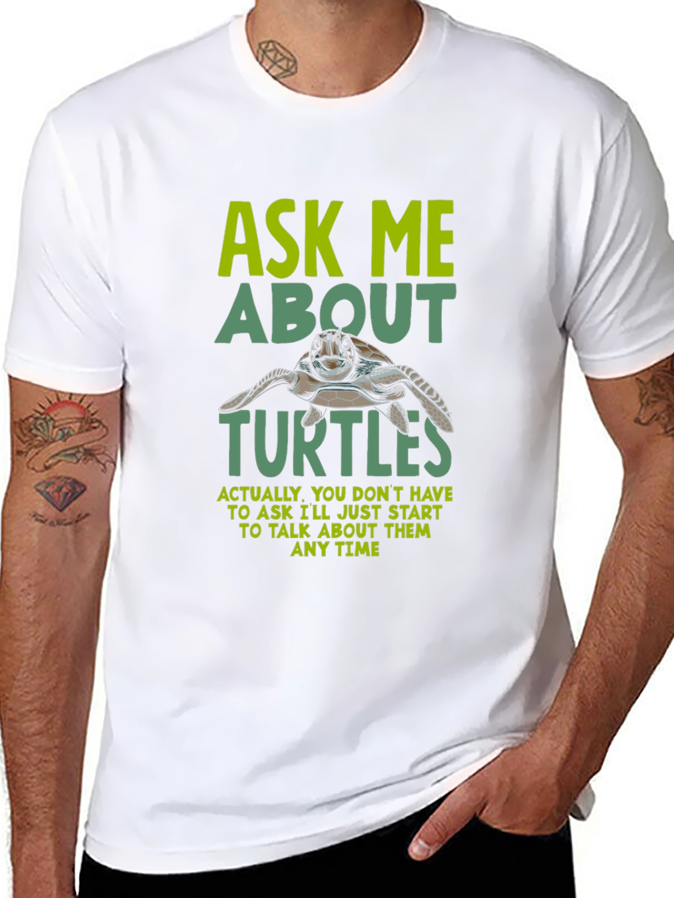 Ask Me About Turtles Graphic Tee - Funny Turtle Lover Shirt