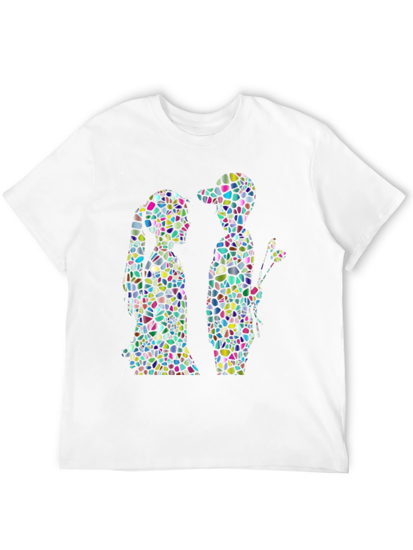 Stained Glass Couple Graphic Black T-Shirt