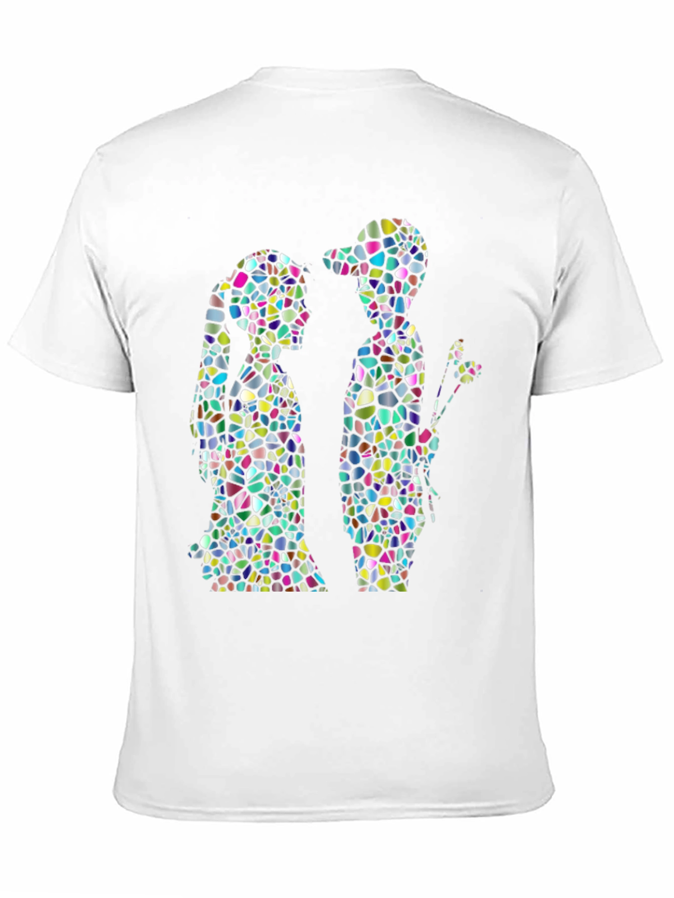 Stained Glass Couple Graphic Black T-Shirt