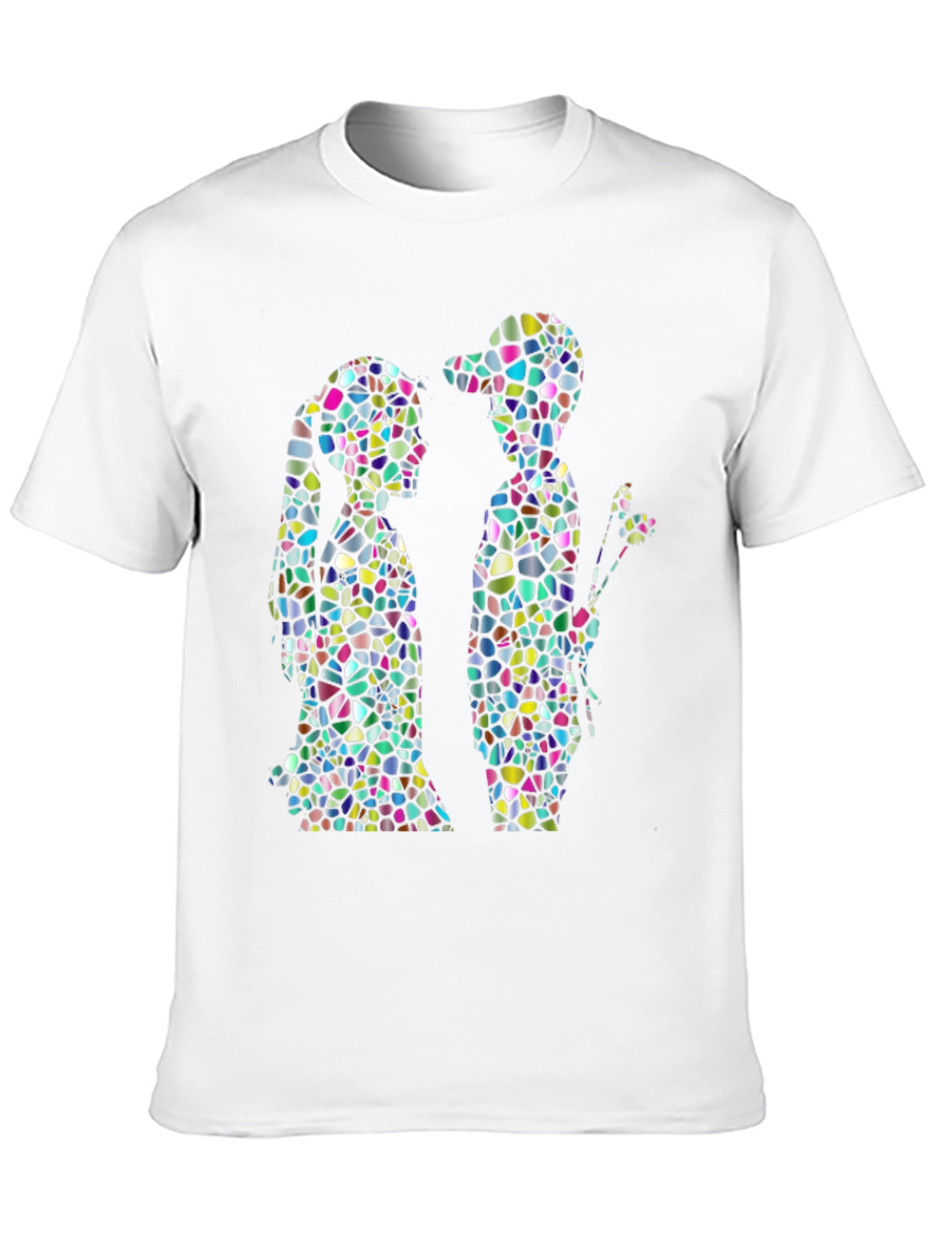 Stained Glass Couple Graphic Black T-Shirt