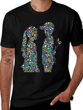 Stained Glass Couple Graphic Black T-Shirt
