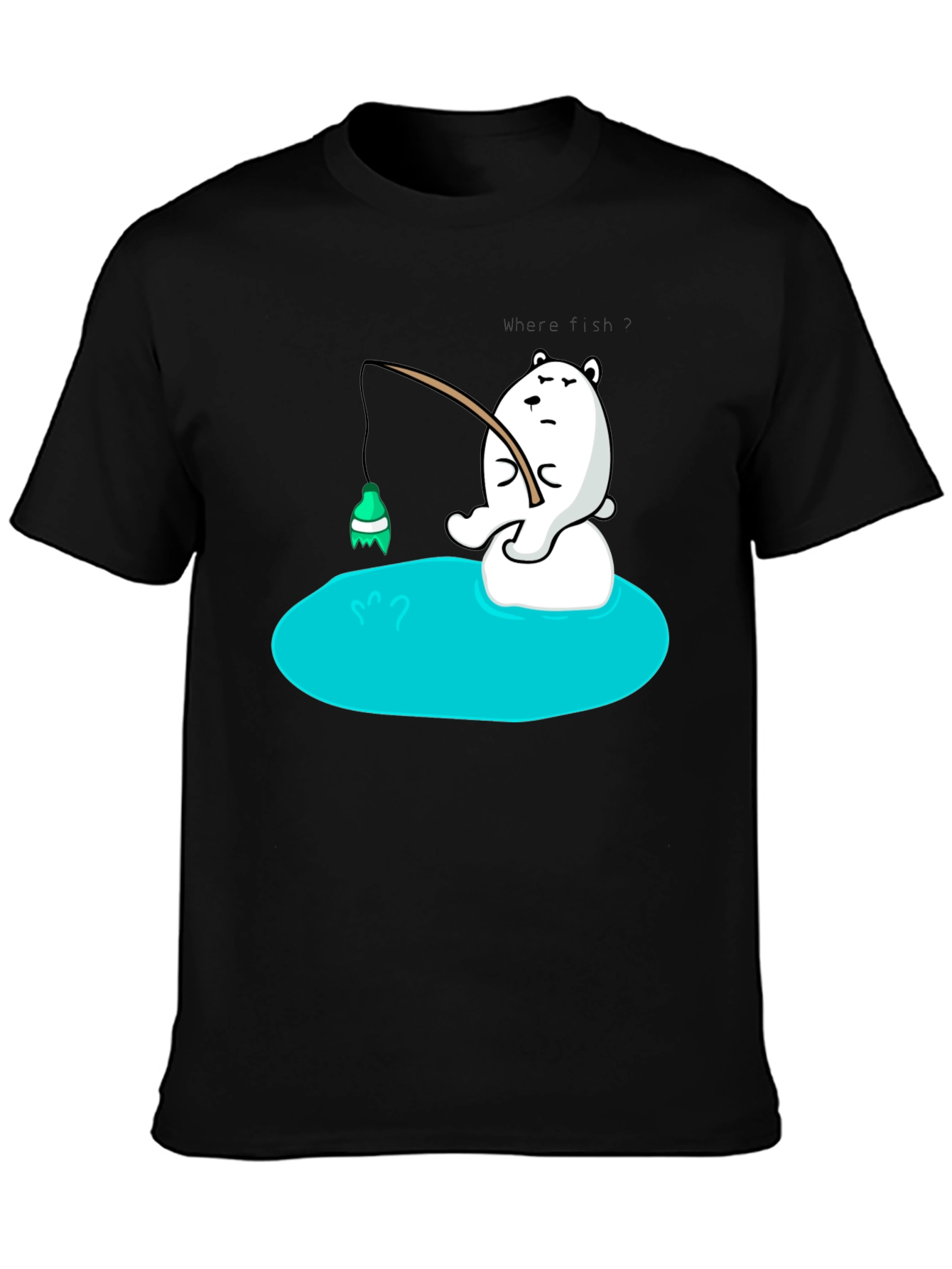 Cartoon Bear Fishing T-Shirt - Soft Cotton Tee