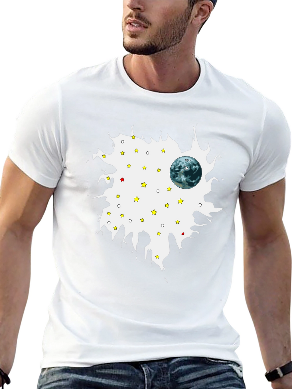 Planet Starry Sky Mens Graphic T-Shirt