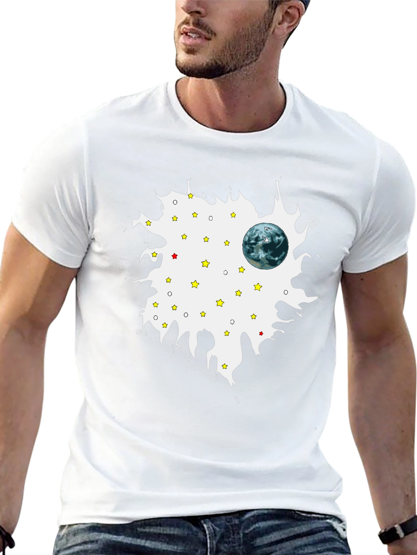 Planet Starry Sky Mens Graphic T-Shirt