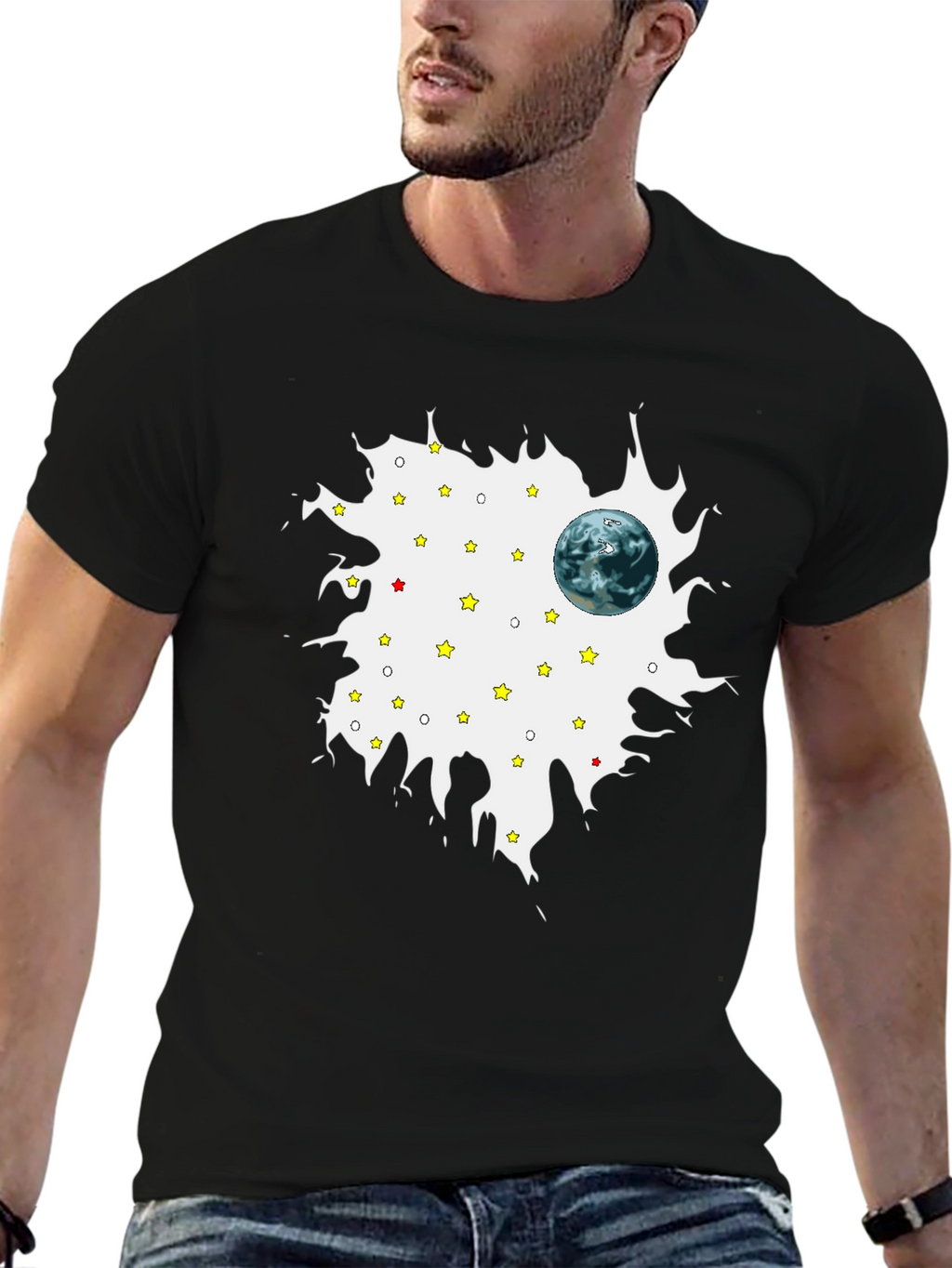 Planet Starry Sky Mens Graphic T-Shirt