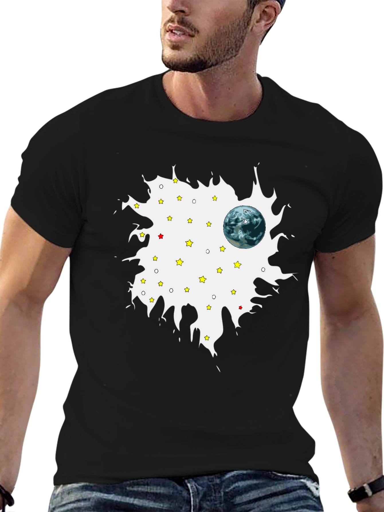 Planet Starry Sky Mens Graphic T-Shirt