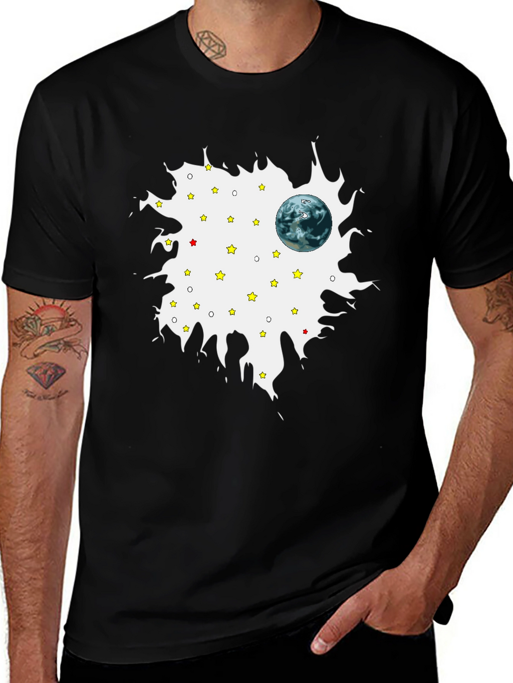 Planet Starry Sky Mens Graphic T-Shirt