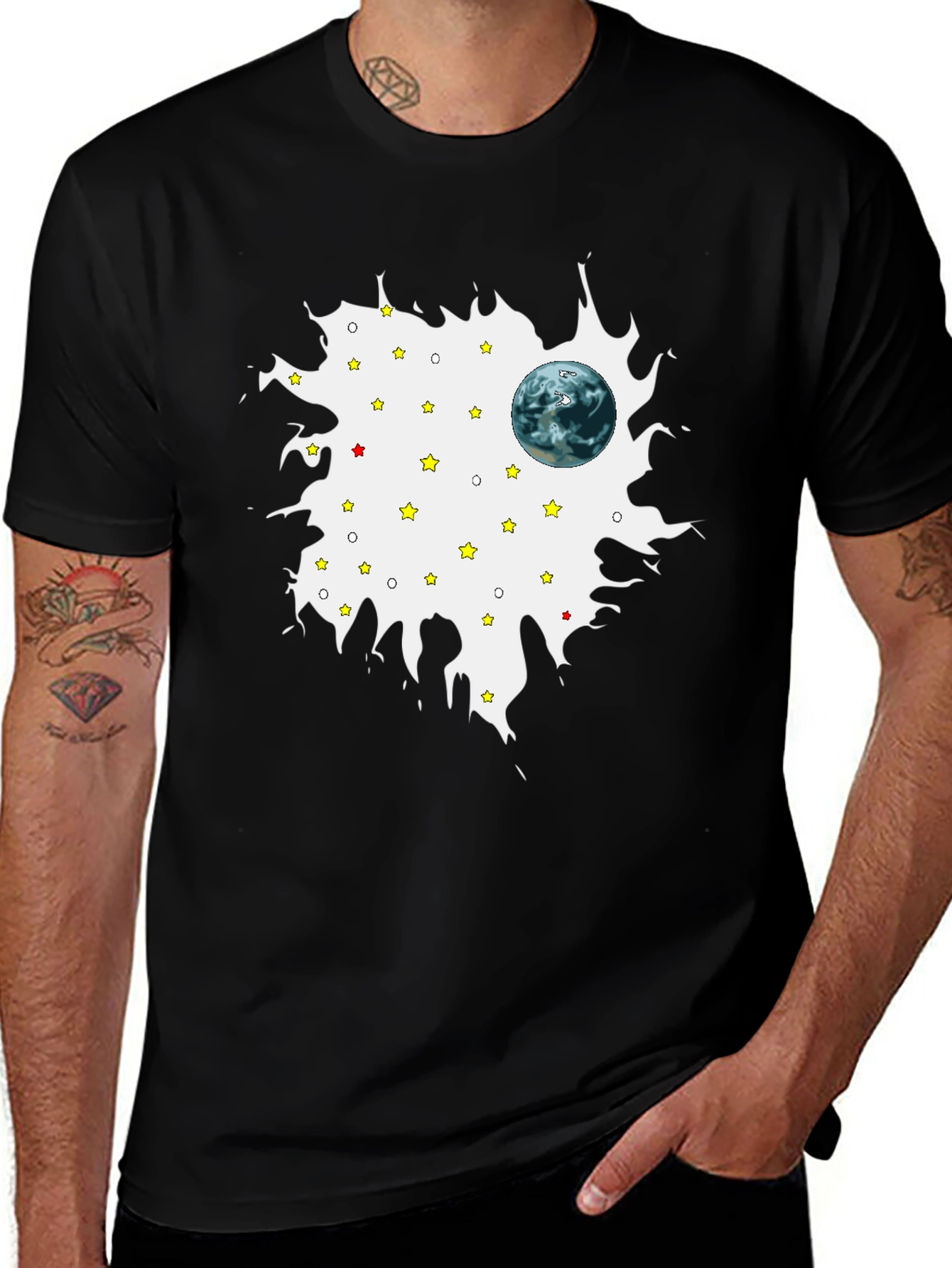 Planet Starry Sky Mens Graphic T-Shirt