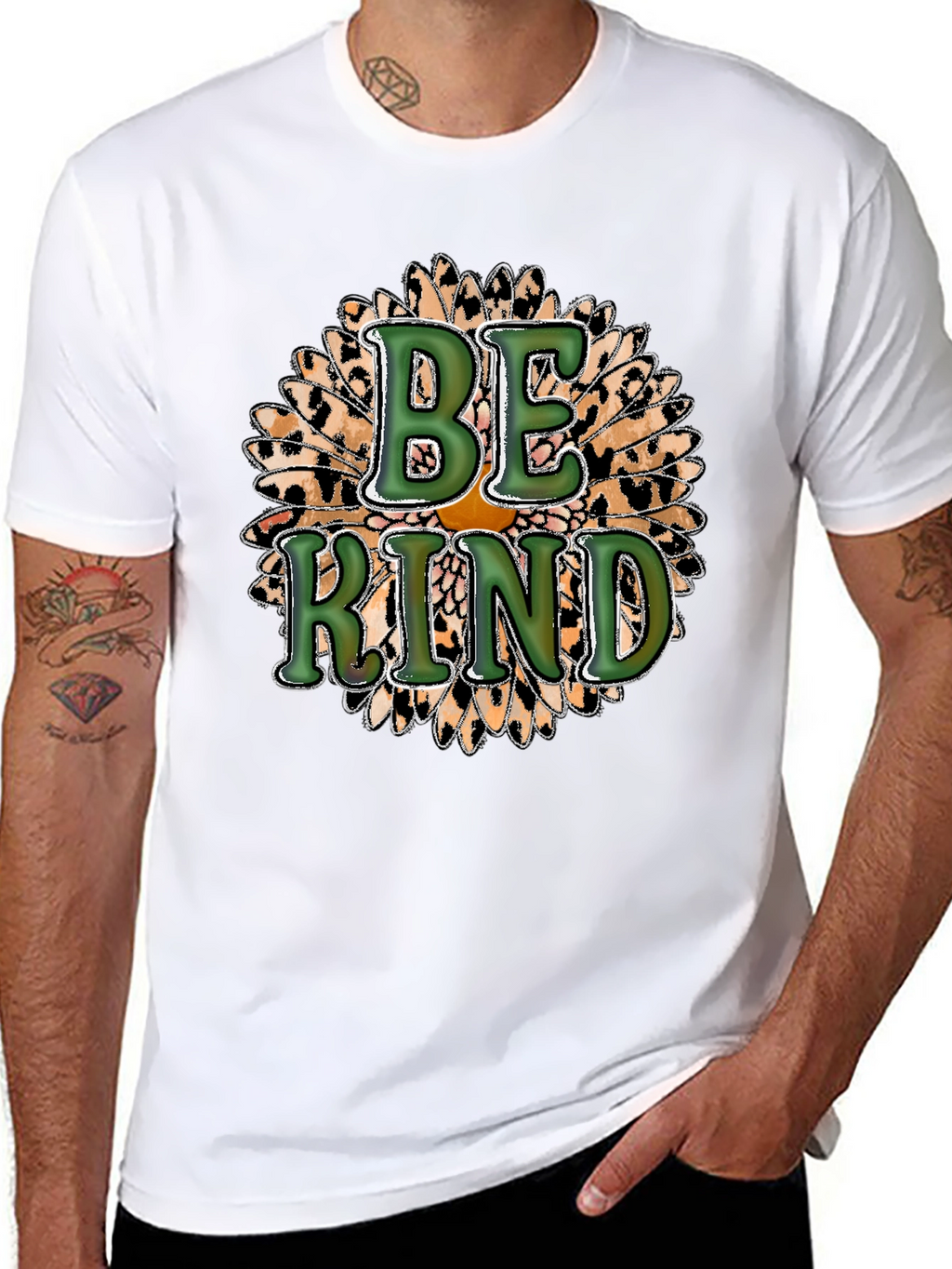Be Kind Leopard Sunflower Graphic Tee
