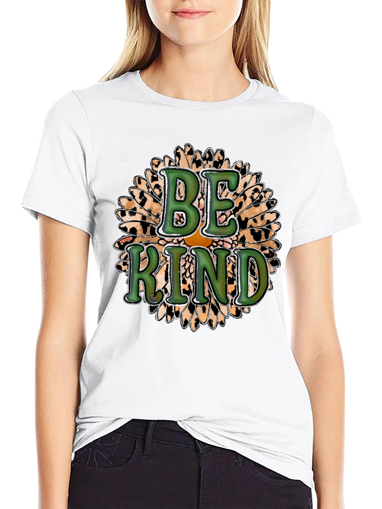 Be Kind Leopard Sunflower Graphic Tee