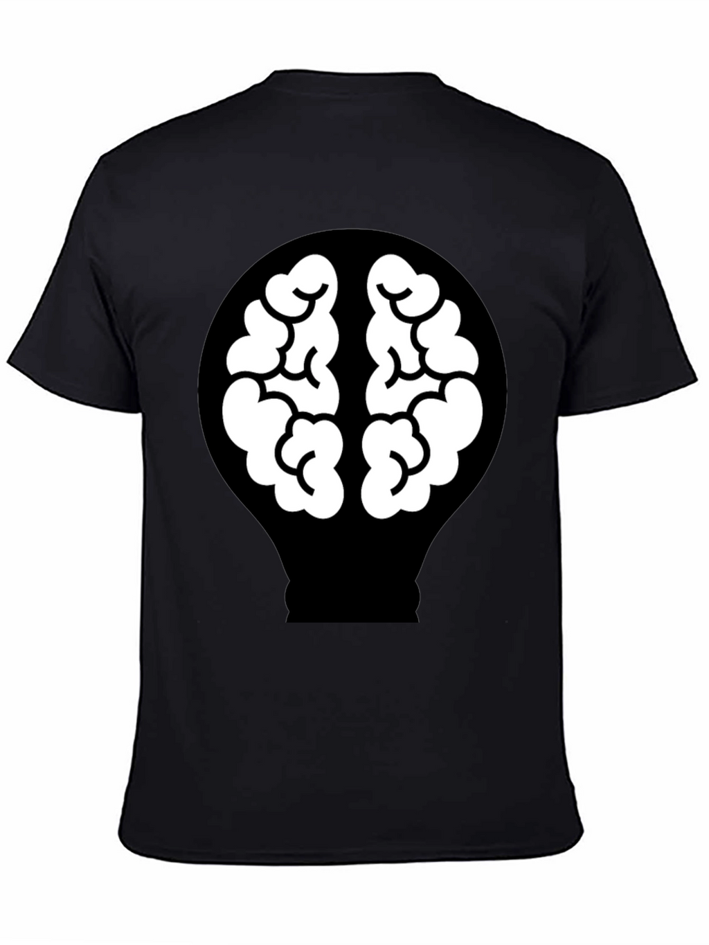 Brain Lightbulb Graphic Tee - Black Cotton T-Shirt