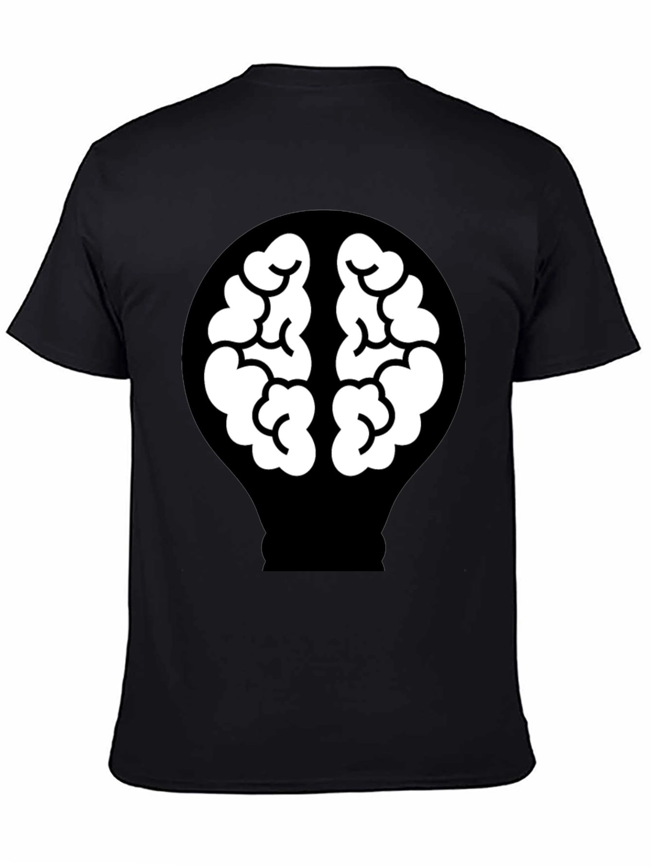 Brain Lightbulb Graphic Tee - Black Cotton T-Shirt
