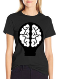 Brain Lightbulb Graphic Tee - Black Cotton T-Shirt