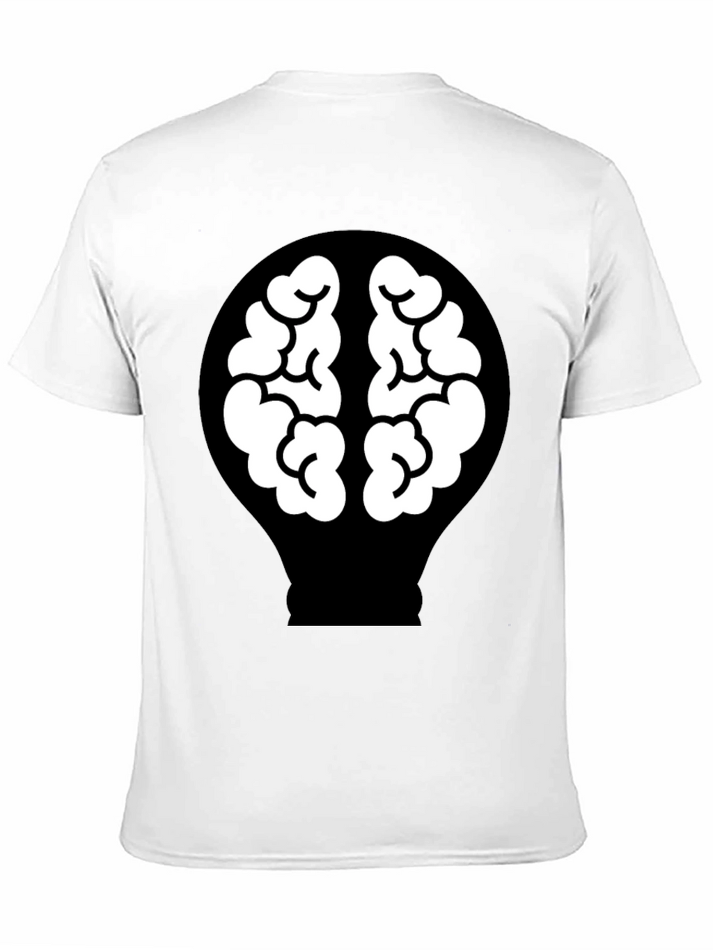 Brain Lightbulb Graphic Tee - Black Cotton T-Shirt