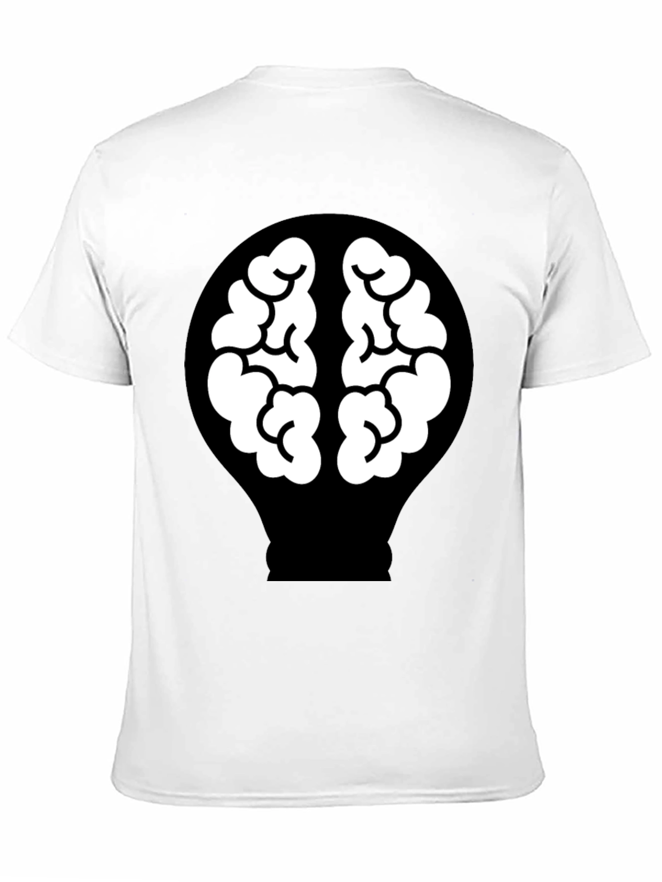 Brain Lightbulb Graphic Tee - Black Cotton T-Shirt