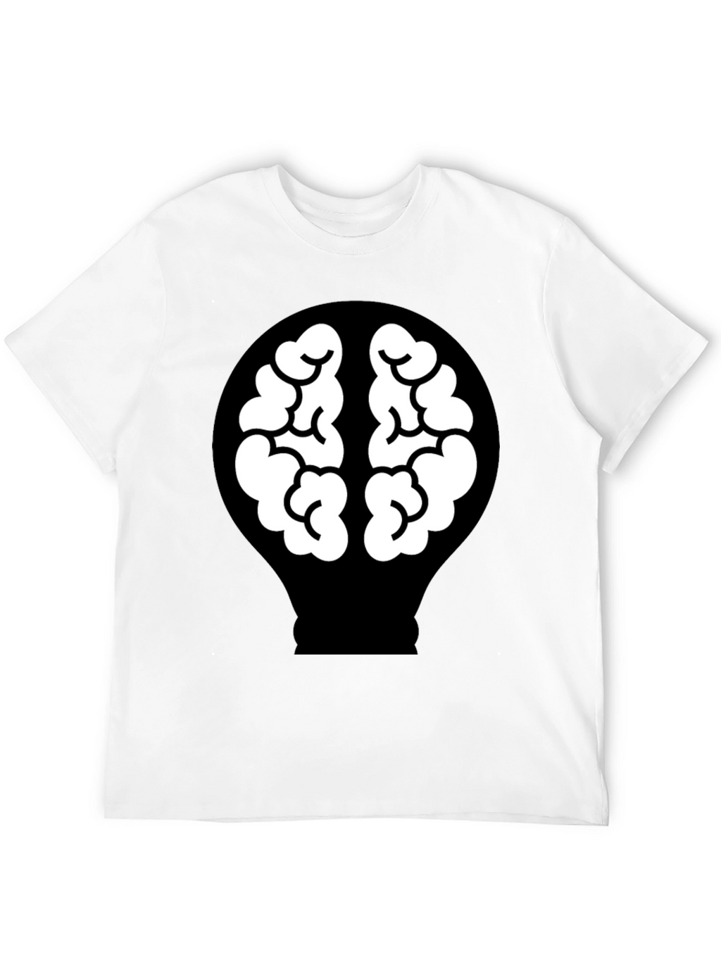 Brain Lightbulb Graphic Tee - Black Cotton T-Shirt