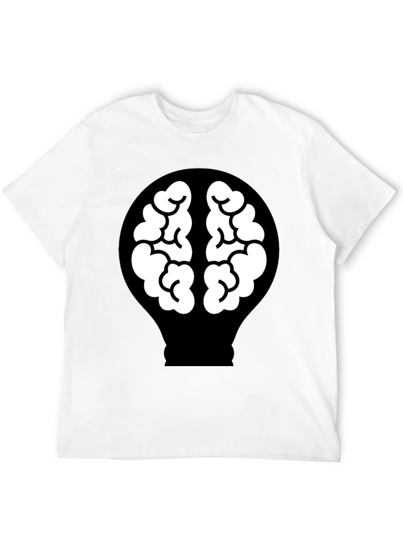 Brain Lightbulb Graphic Tee - Black Cotton T-Shirt