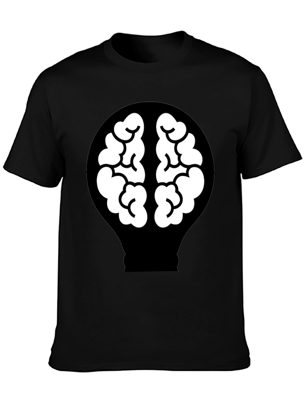 Brain Lightbulb Graphic Tee - Black Cotton T-Shirt