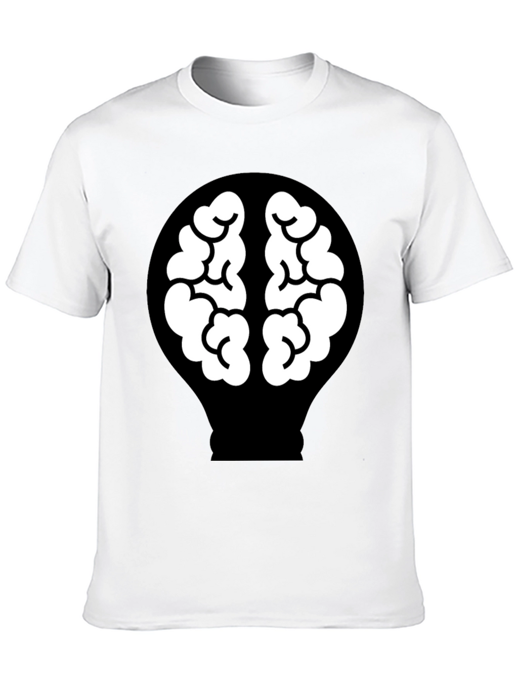 Brain Lightbulb Graphic Tee - Black Cotton T-Shirt