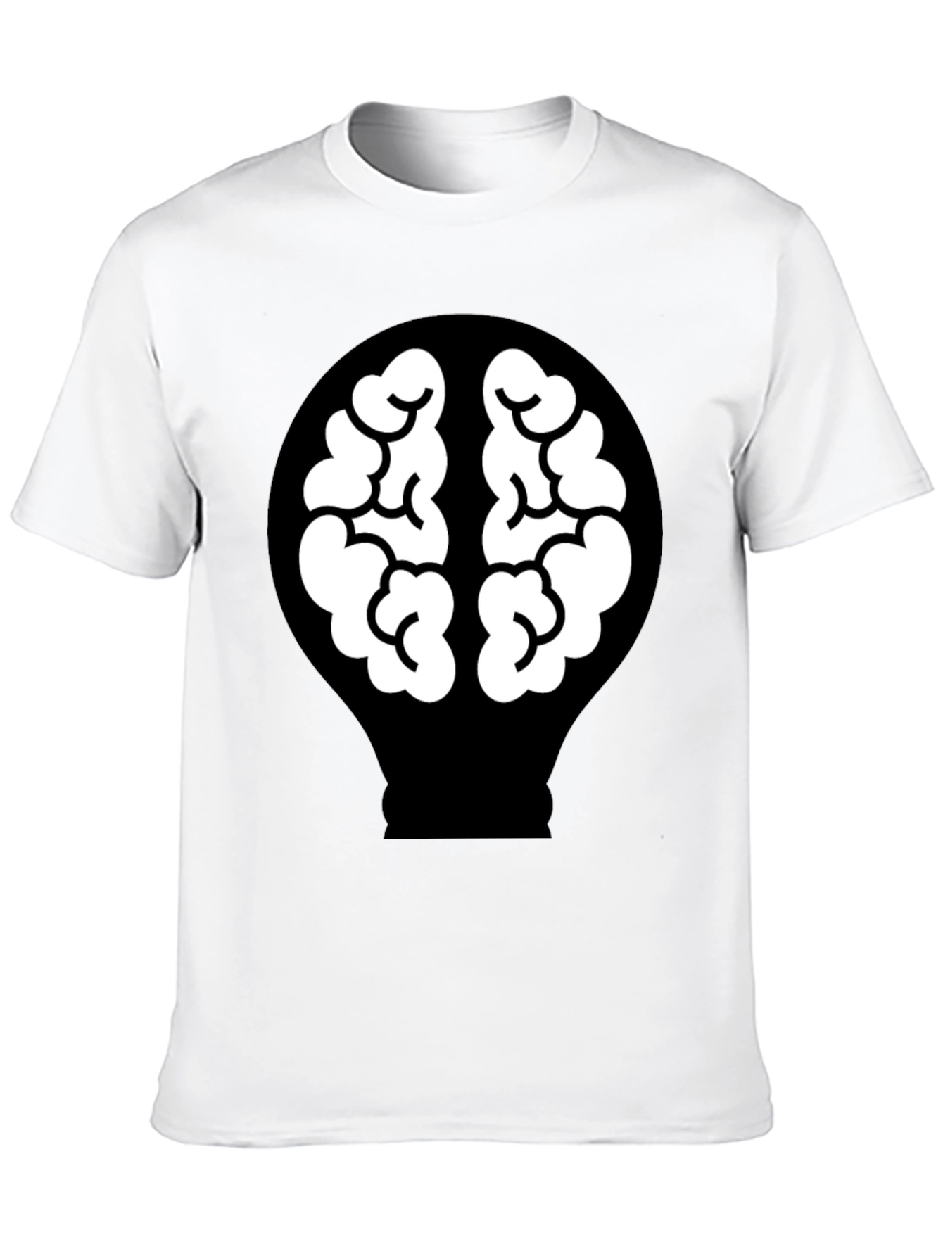 Brain Lightbulb Graphic Tee - Black Cotton T-Shirt