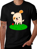 Cartoon Dog Black T-Shirt
