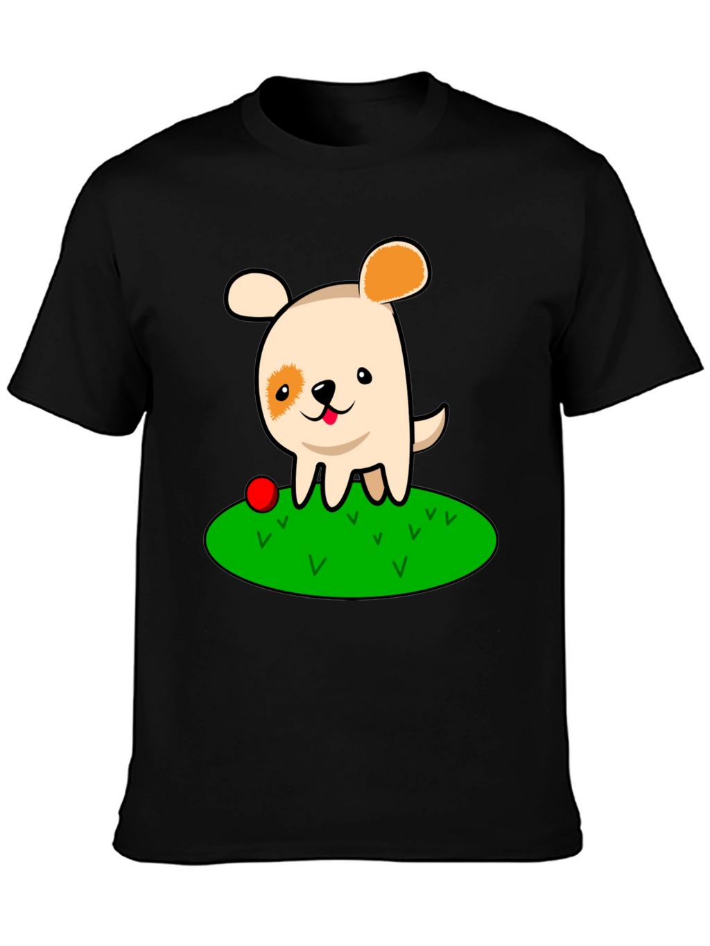 Cartoon Dog Black T-Shirt