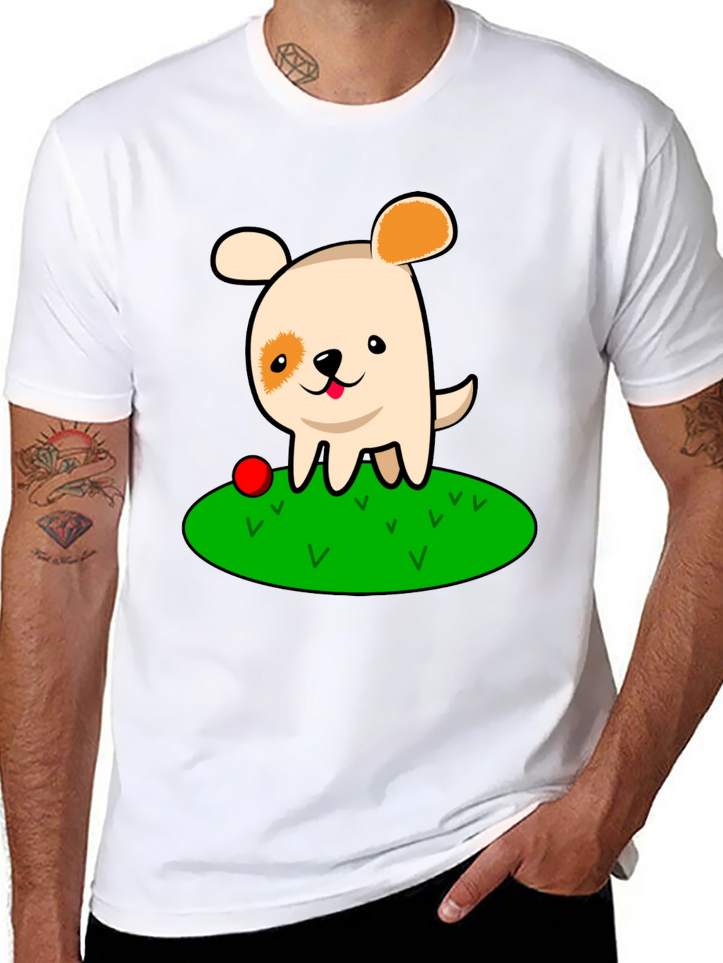Cartoon Dog Black T-Shirt