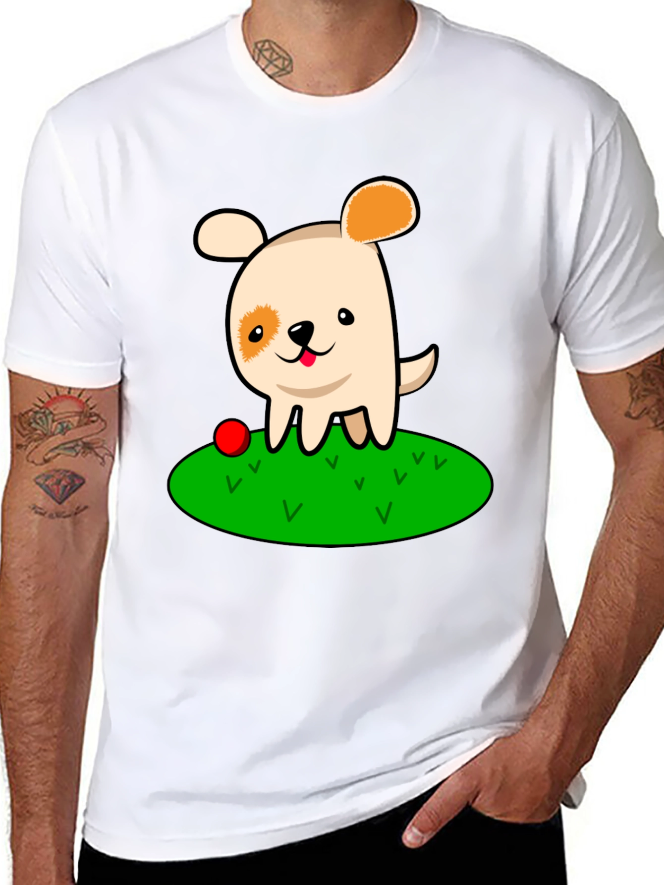 Cartoon Dog Black T-Shirt
