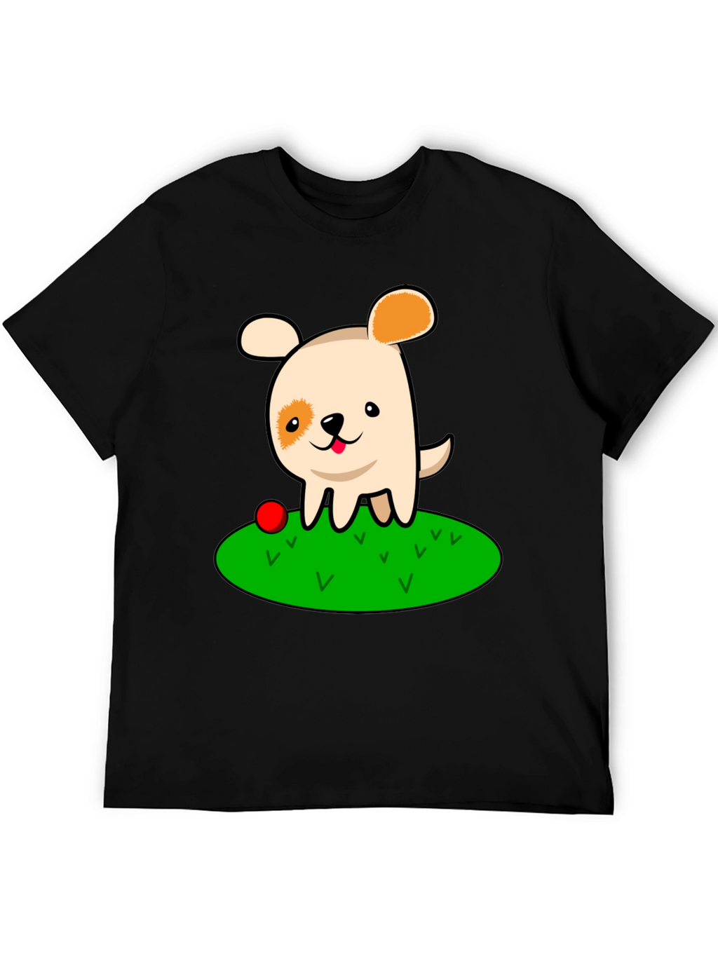 Cartoon Dog Black T-Shirt