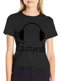 Sound Headphones Black Graphic T-Shirt