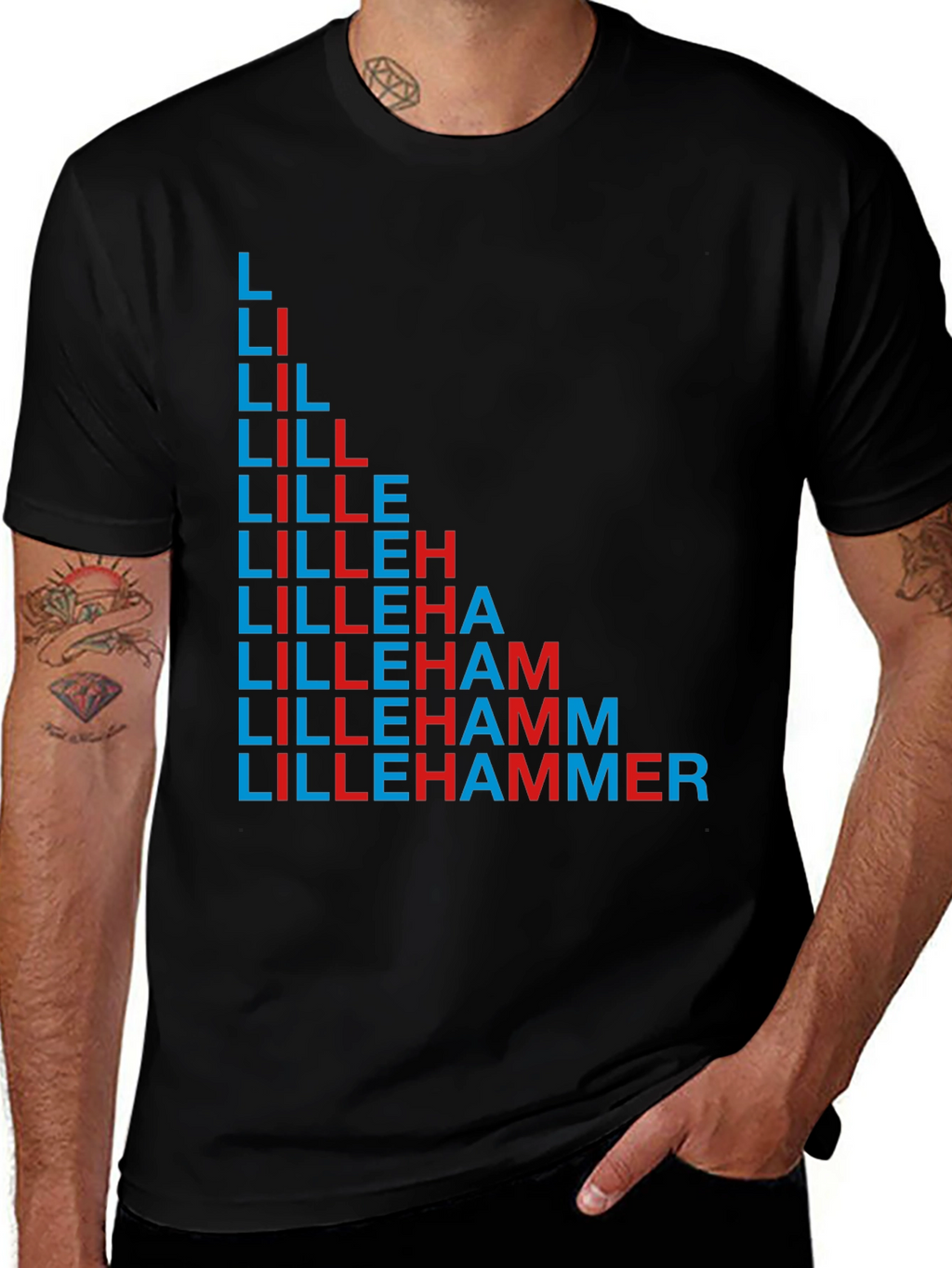 Lillehammer Text Design Black T-Shirt