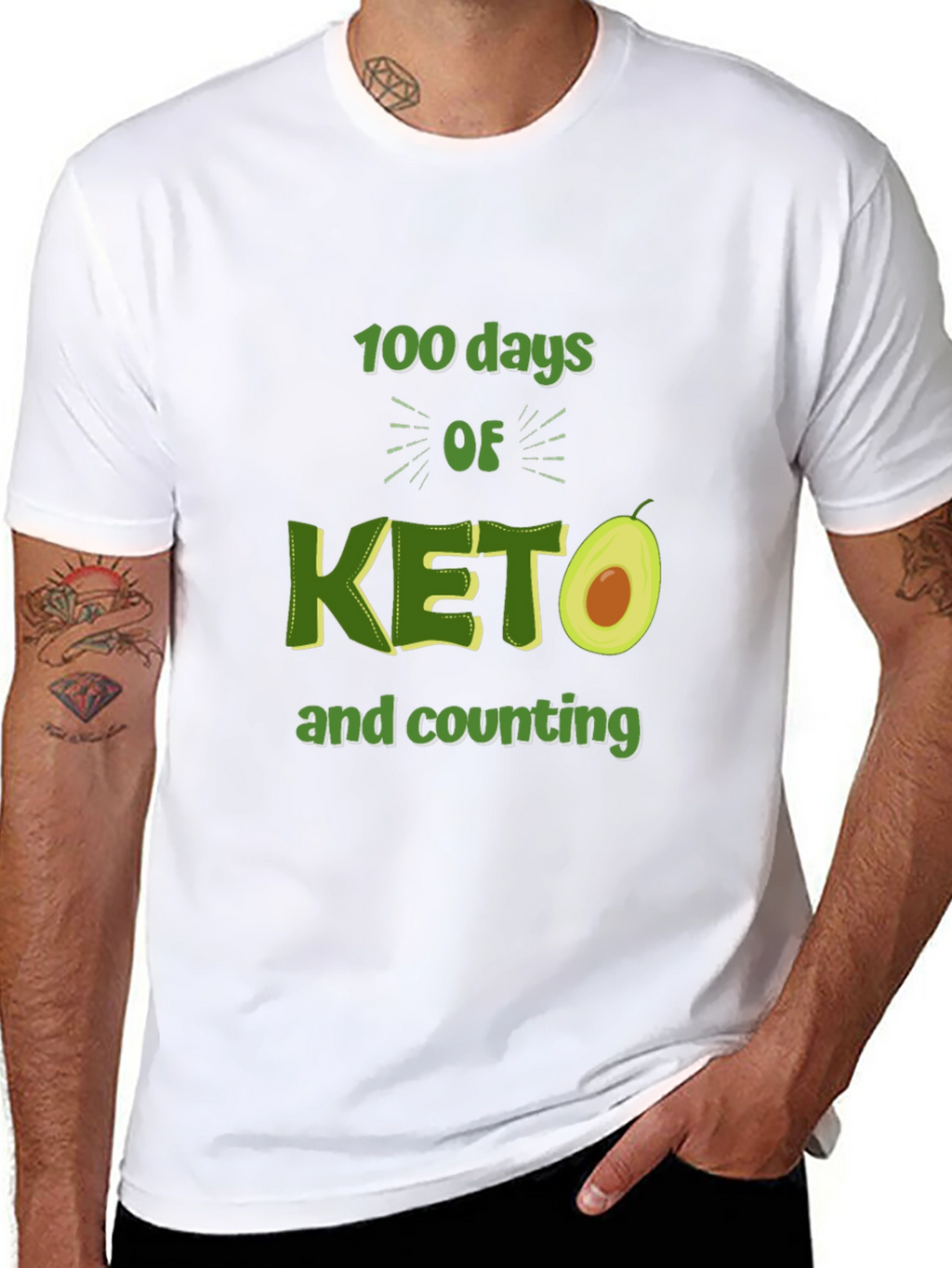 100 Days of Keto T-Shirt Avocado Design