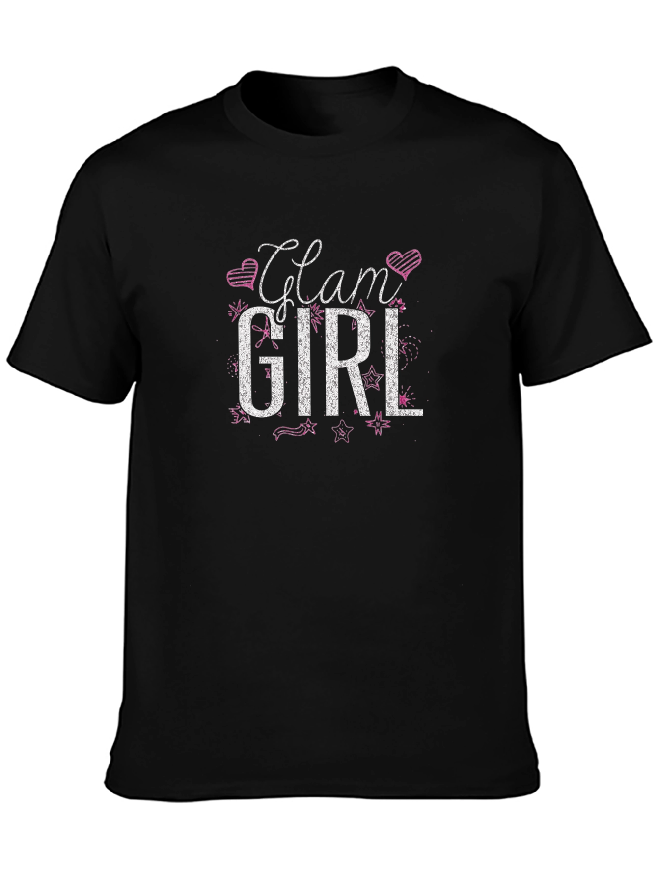 Glam Girl Graphic Tee - Black Cotton T-Shirt
