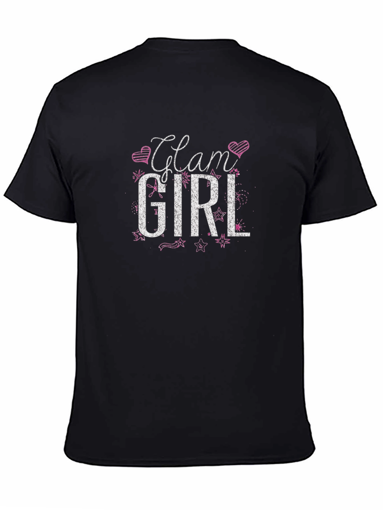 Glam Girl Graphic Tee - Black Cotton T-Shirt