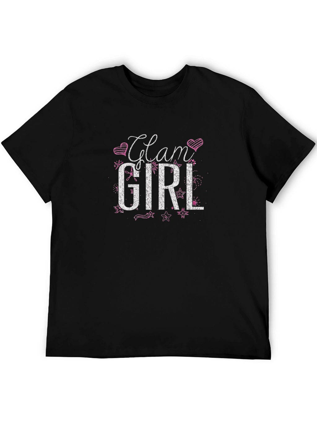 Glam Girl Graphic Tee - Black Cotton T-Shirt