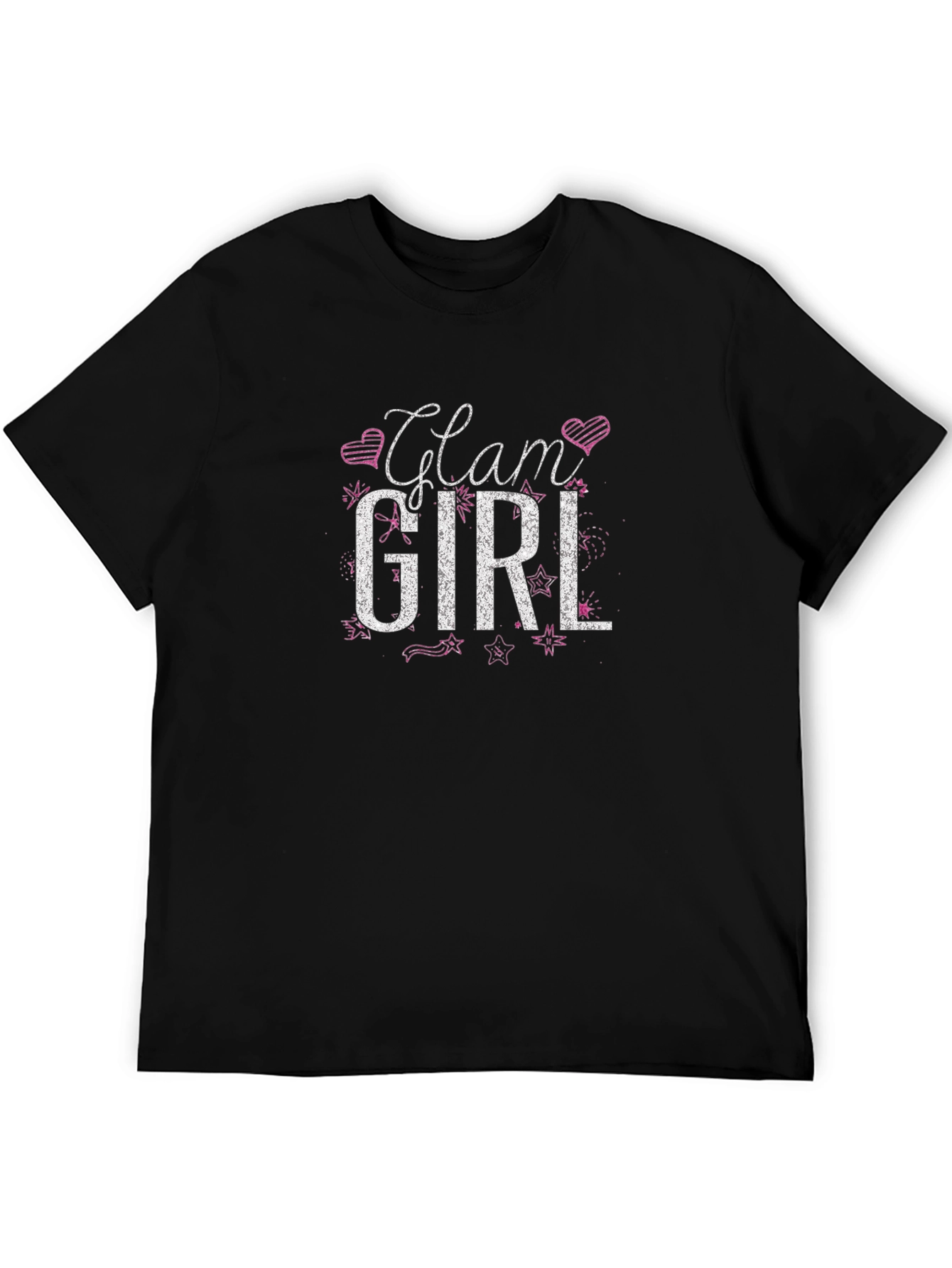 Glam Girl Graphic Tee - Black Cotton T-Shirt