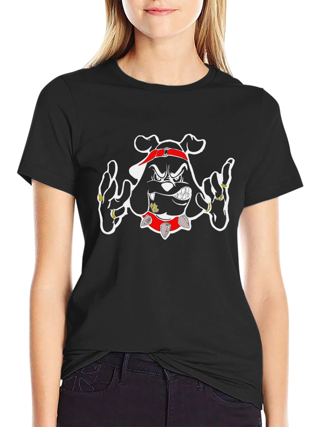 Gangster Bulldog Graphic T-Shirt - Black