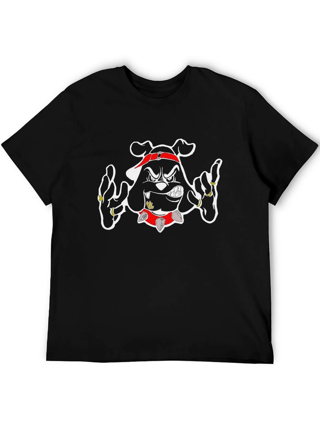 Gangster Bulldog Graphic T-Shirt - Black