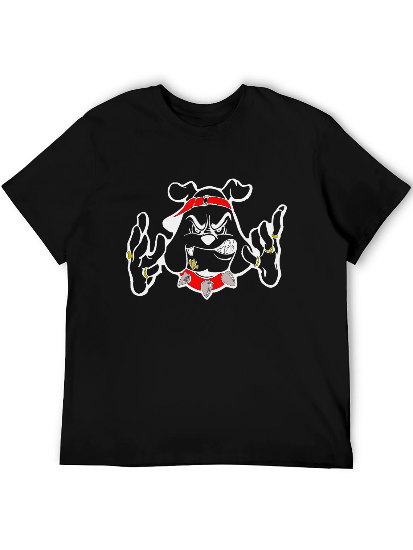 Gangster Bulldog Graphic T-Shirt - Black