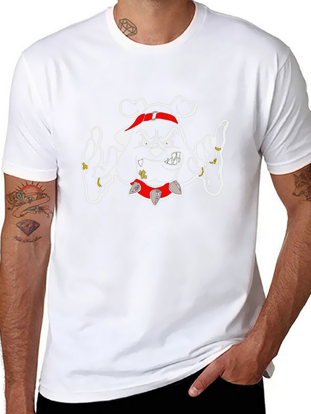 Gangster Bulldog Graphic T-Shirt - Black
