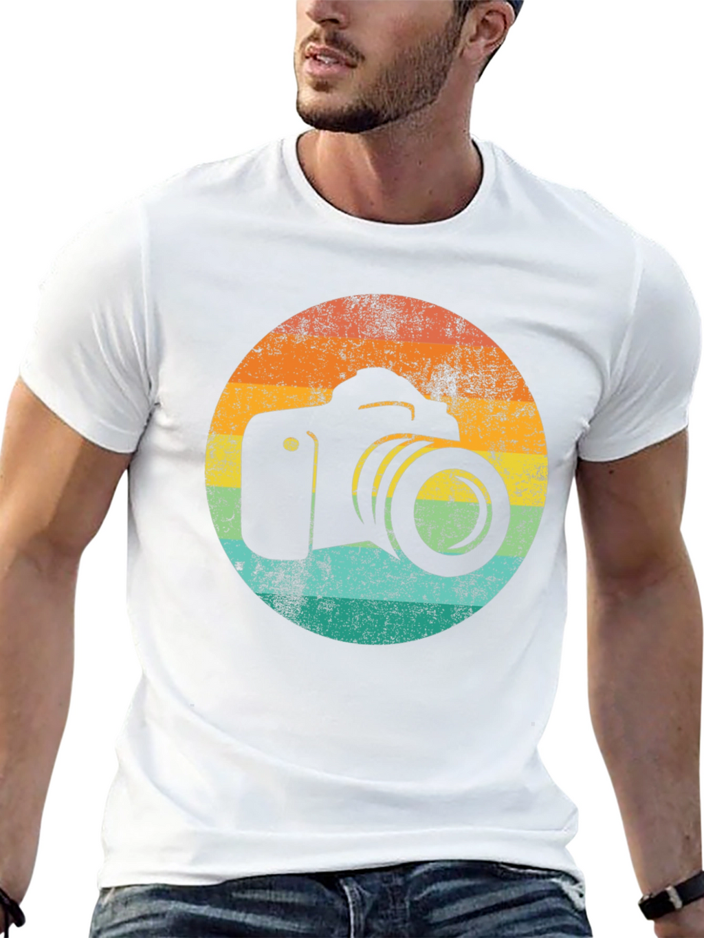 Retro Camera Graphic Tee - Black Cotton T-Shirt