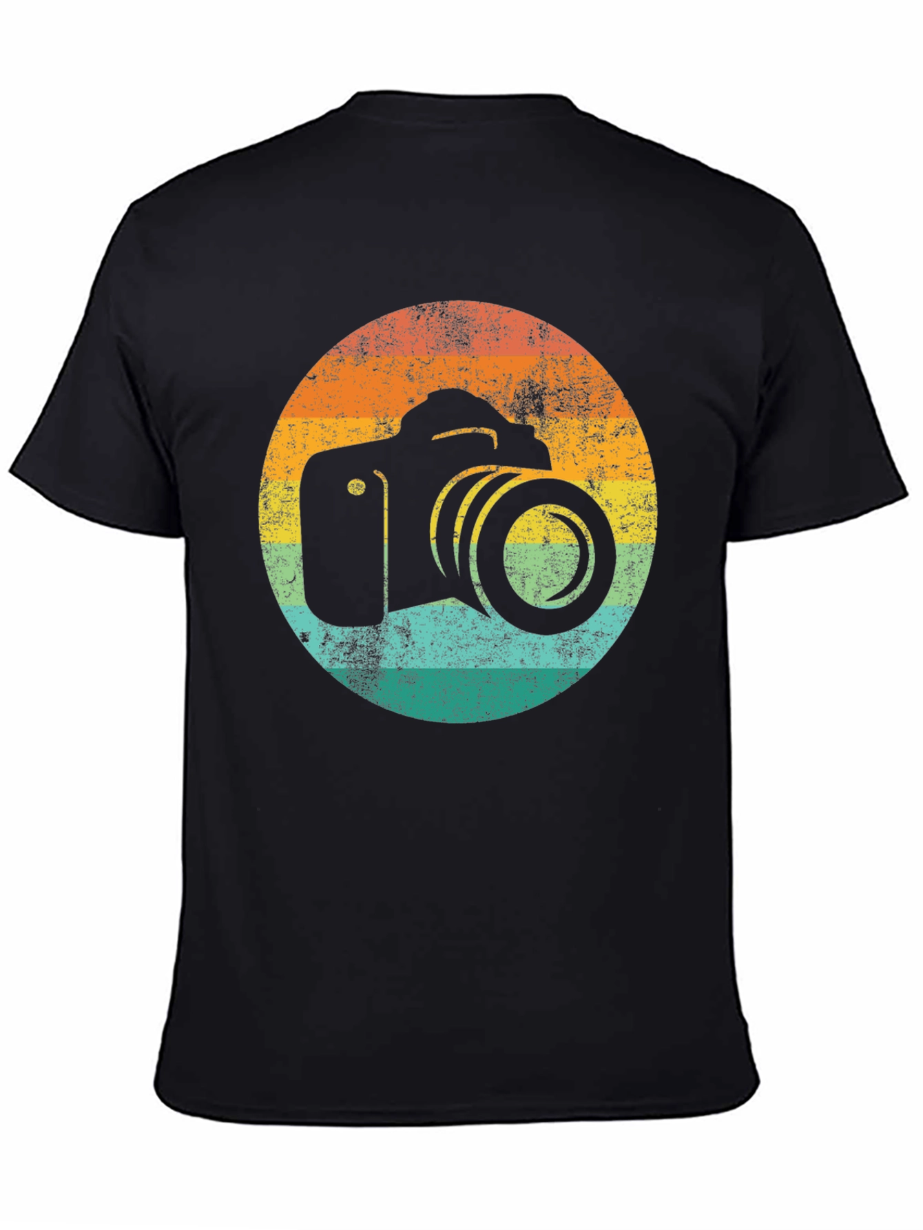 Retro Camera Graphic Tee - Black Cotton T-Shirt