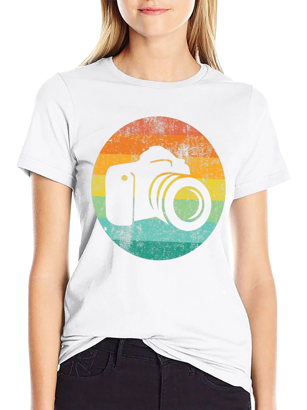 Retro Camera Graphic Tee - Black Cotton T-Shirt