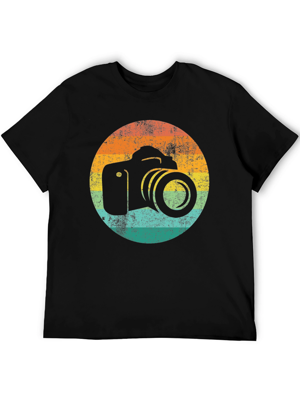 Retro Camera Graphic Tee - Black Cotton T-Shirt