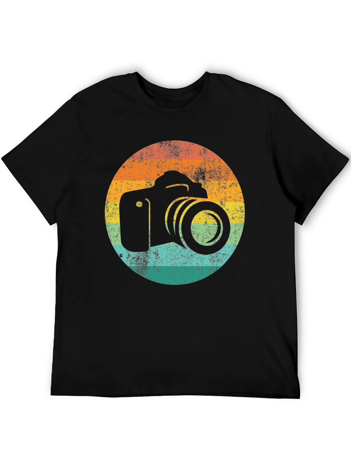 Retro Camera Graphic Tee - Black Cotton T-Shirt