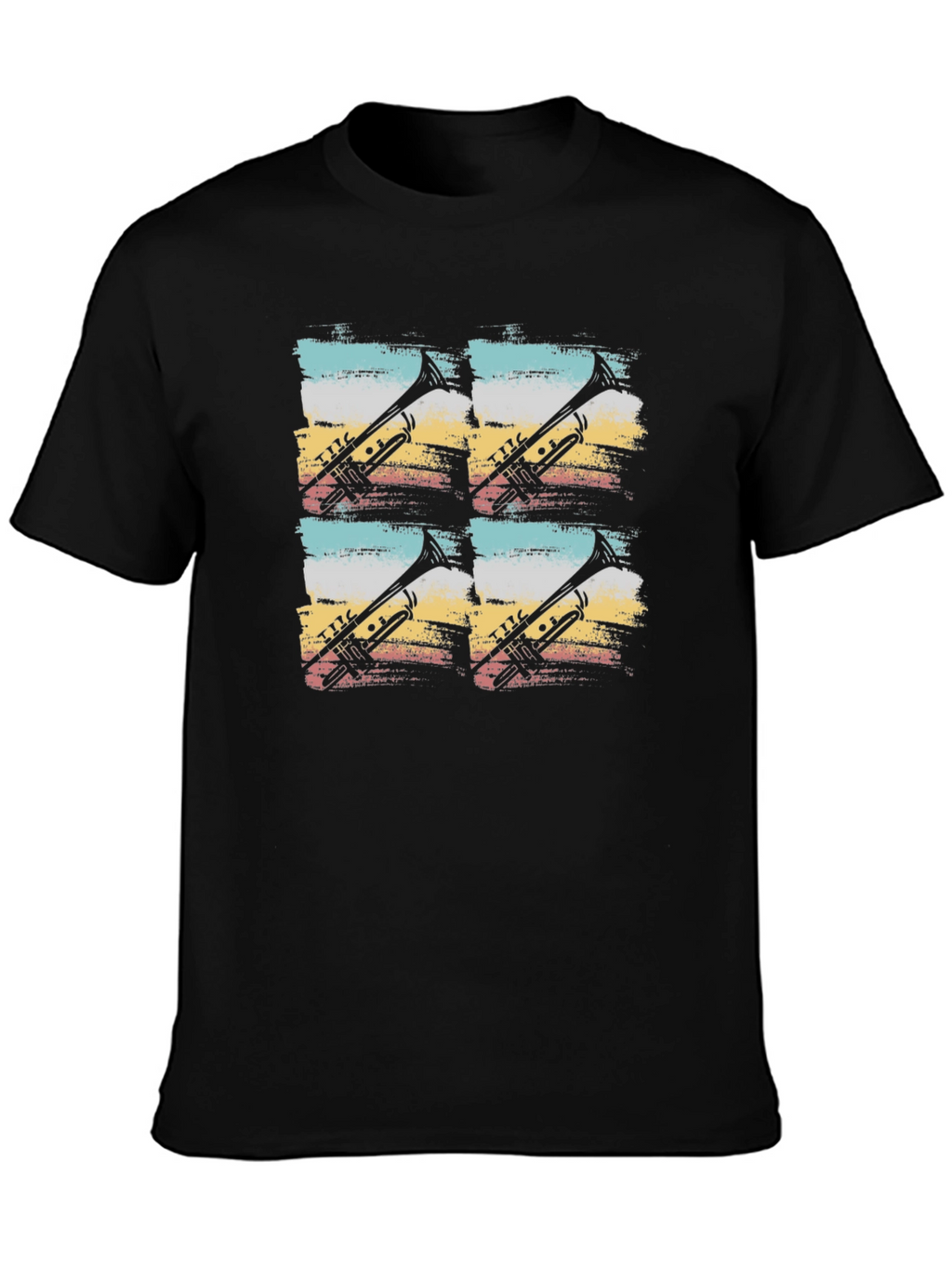 Retro Trumpet Graphic Tee - Black