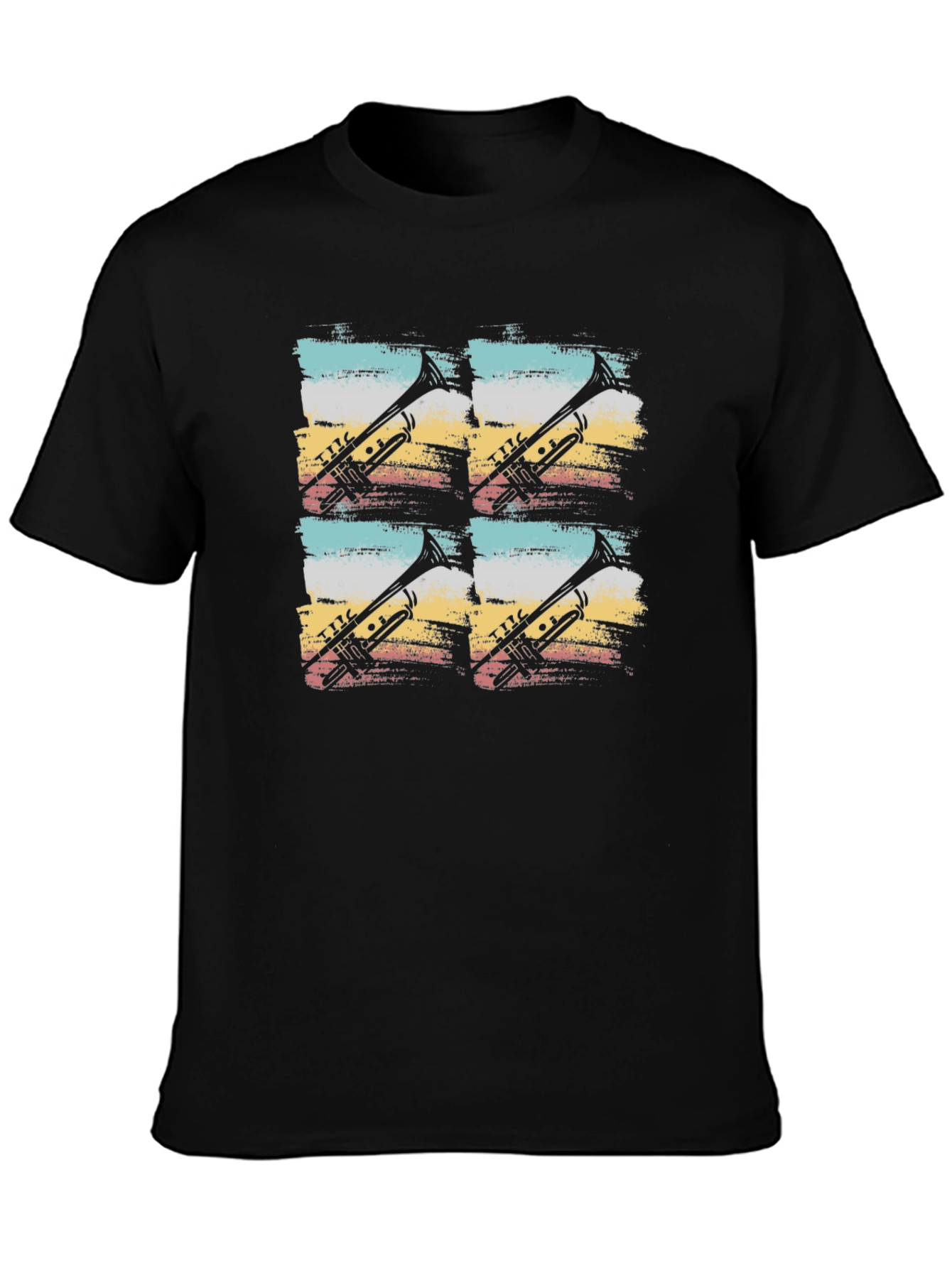 Retro Trumpet Graphic Tee - Black